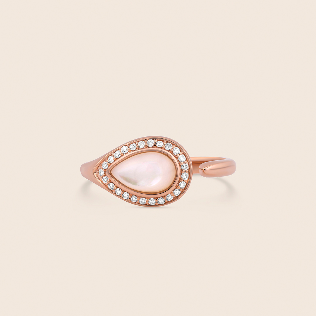 231 nephele rose gold diamond ring with mother of pearl drops - Image 1