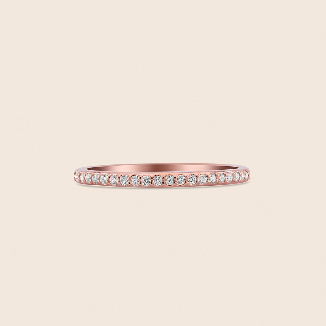 288 Classic rose gold diamond surfaced prong setting band - Image 1