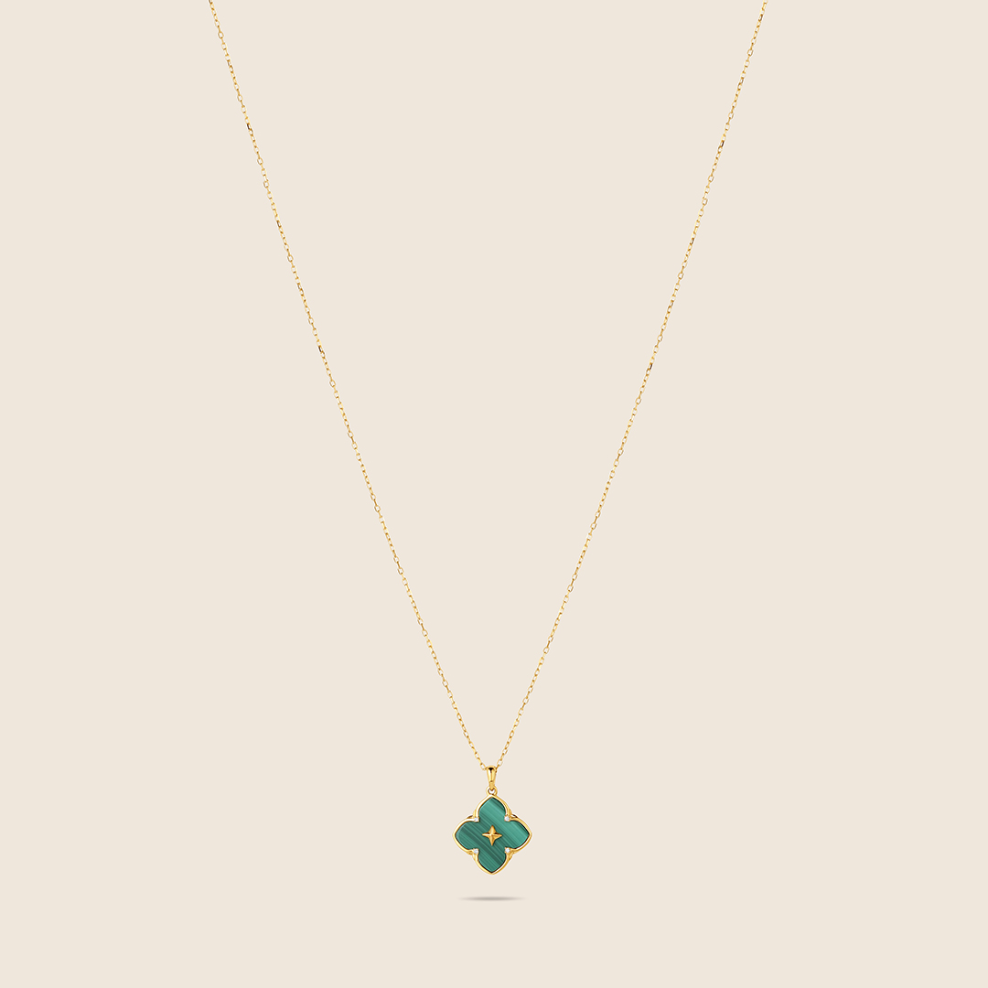 45J2495325_1 Amara yellow gold diamond arch pendant with Malachite - Image 1