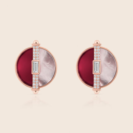 novelty rose gold diamond earring with rhodonite