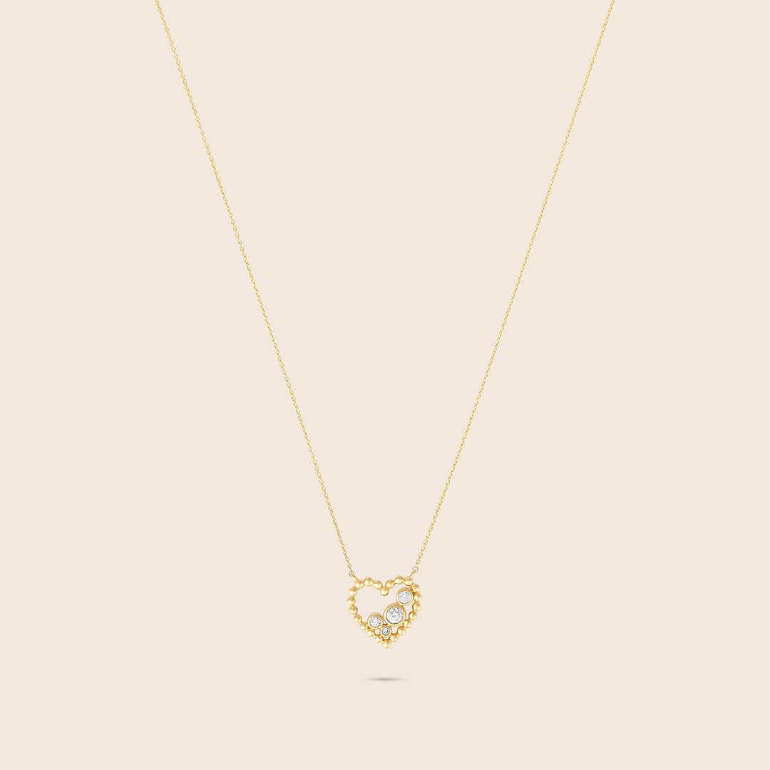 607016000001_1 Bubbleiss yellow gold diamond heart pendant - Image 1
