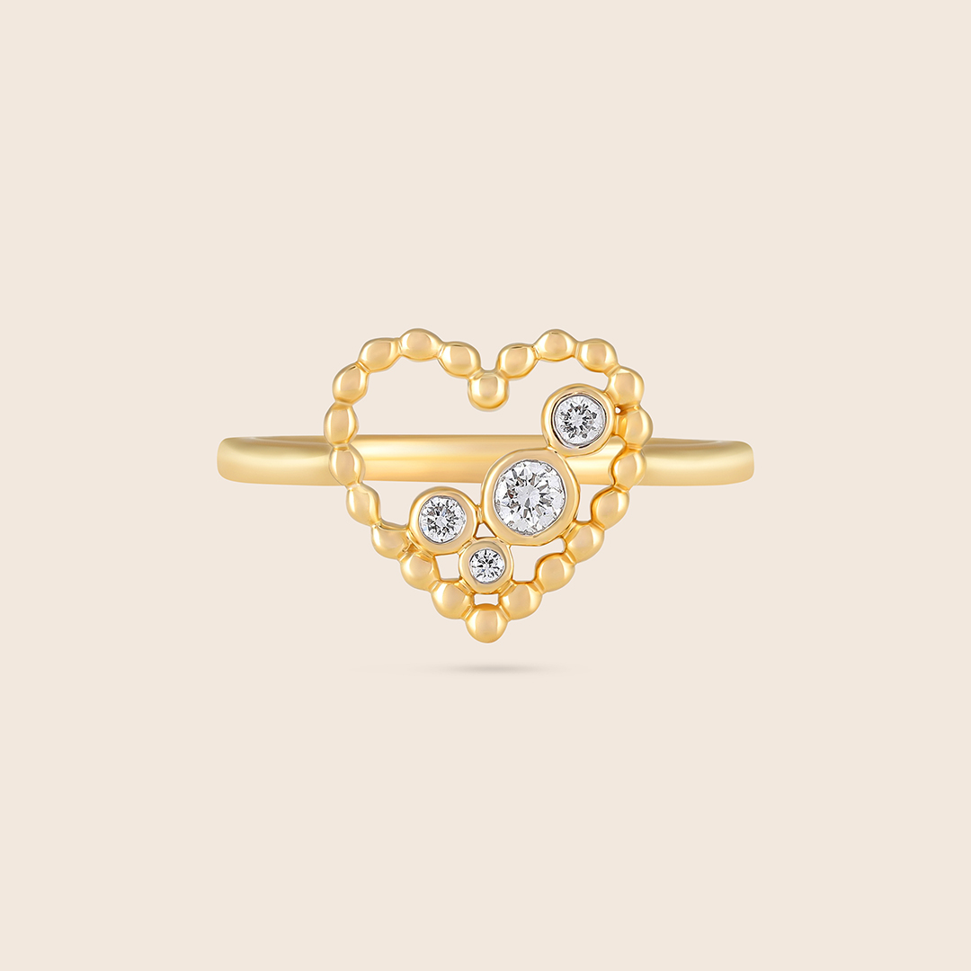 607022000001_1 Bubbleiss yellow gold diamond heart ring - Image 1