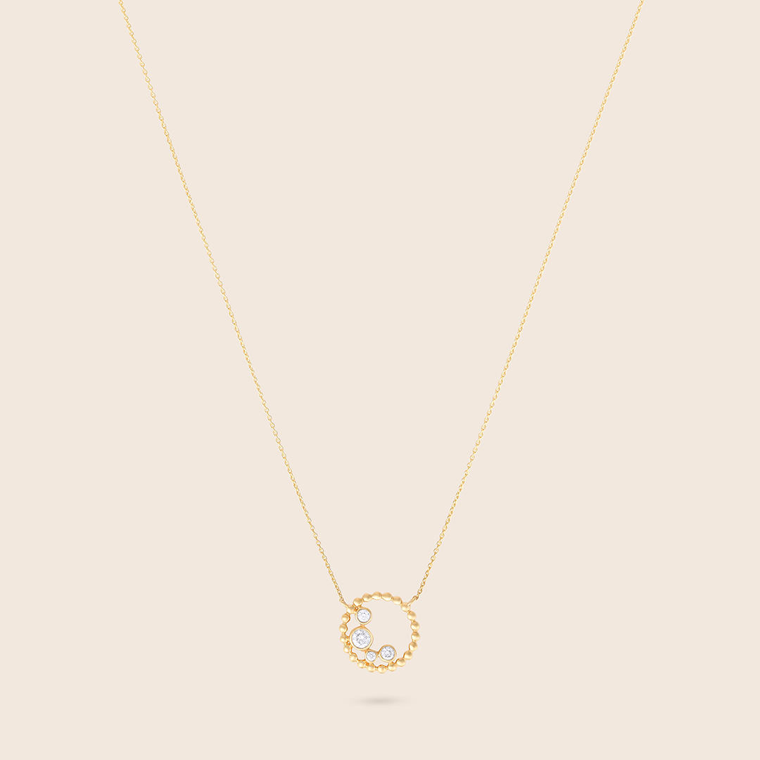 607038000001_1 Bubbleiss yellow gold diamond round necklace - Image 1