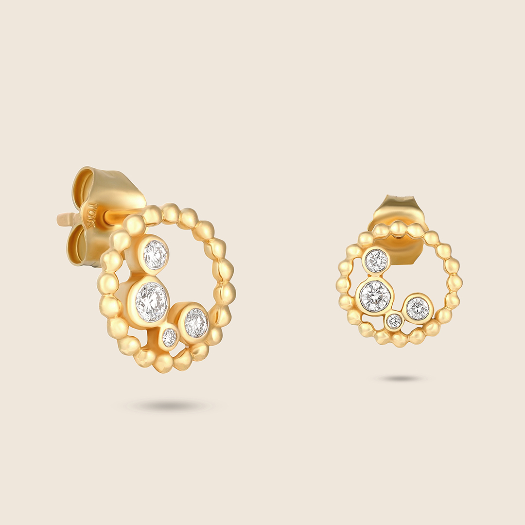 60704200000_1 Bubbleiss yellow gold diamond round earring - Image 1