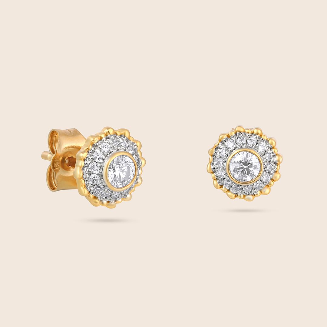 607045000001_1 Bubbleiss yellow gold cluster diamond earring - Image 1