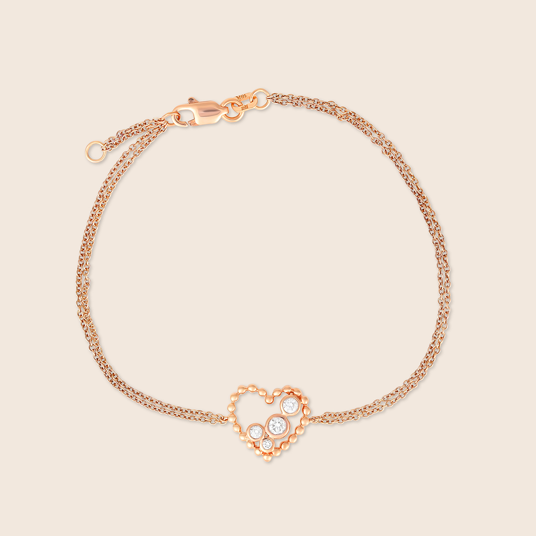 607095000001_1 Bubbleiss rose gold diamond heart bracelet - Image 1