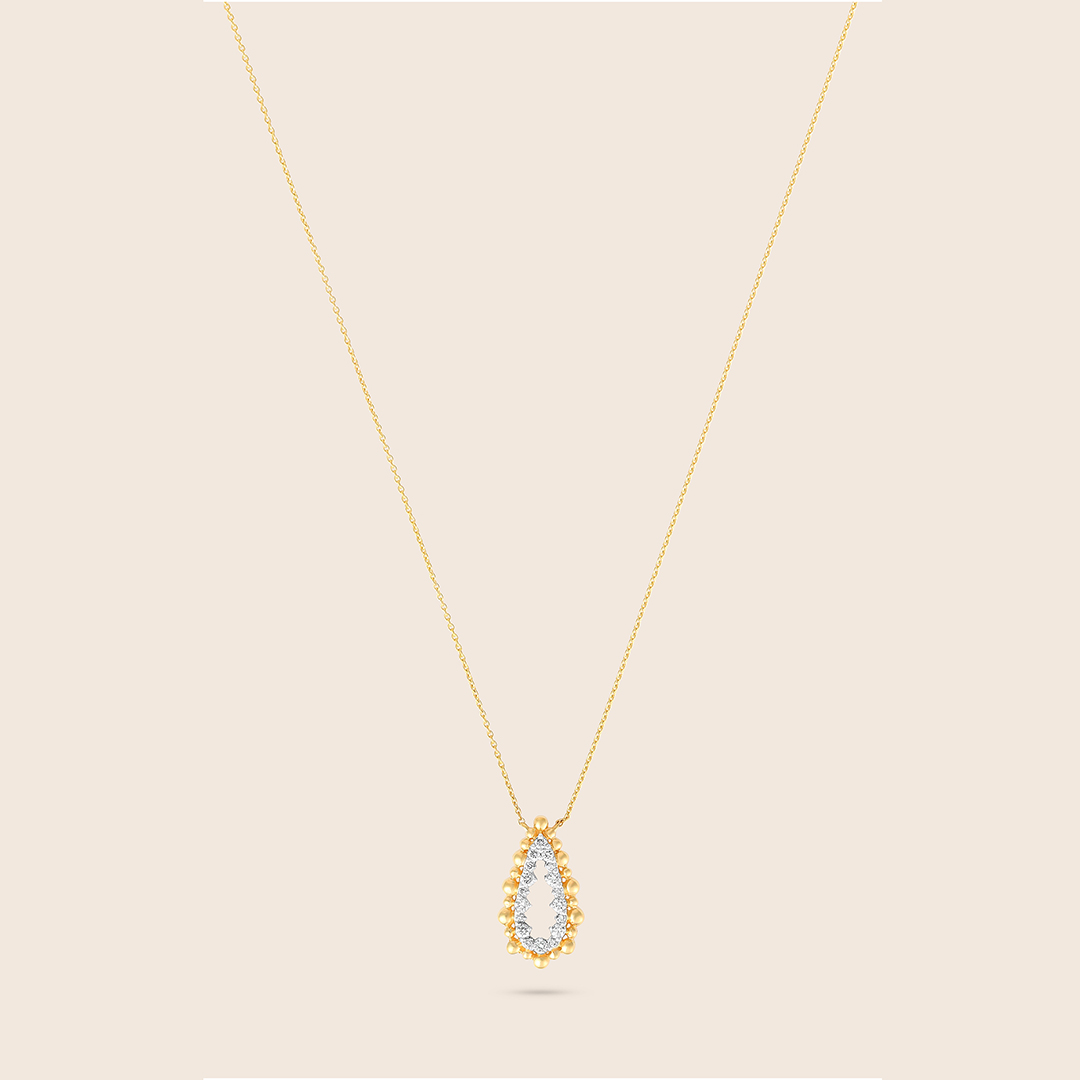 607107000001_1 Bubbleiss yellow gold diamond pear pendant - Image 1