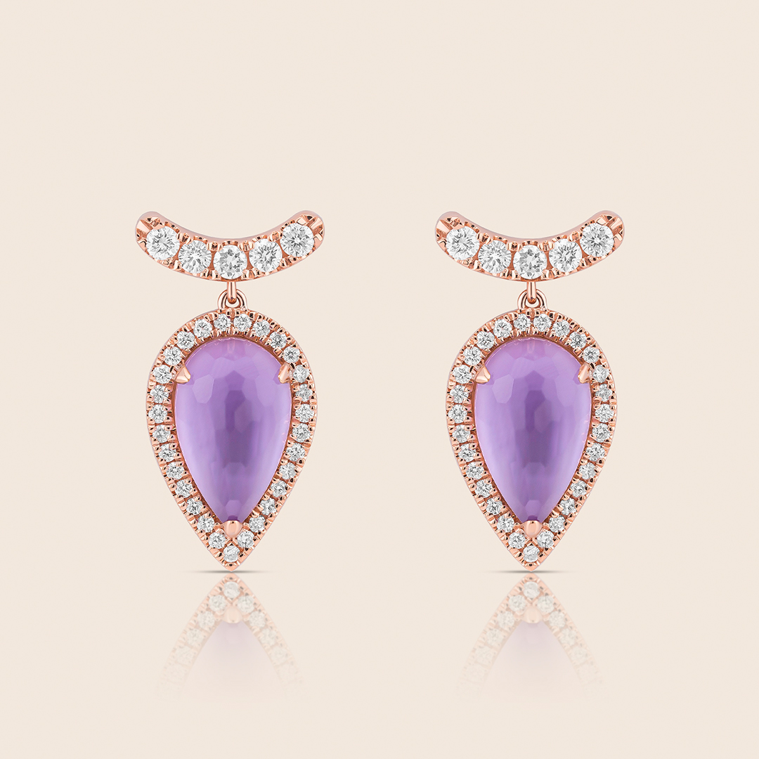62 nephele rose gold diamond earring with amethyst - Image 1