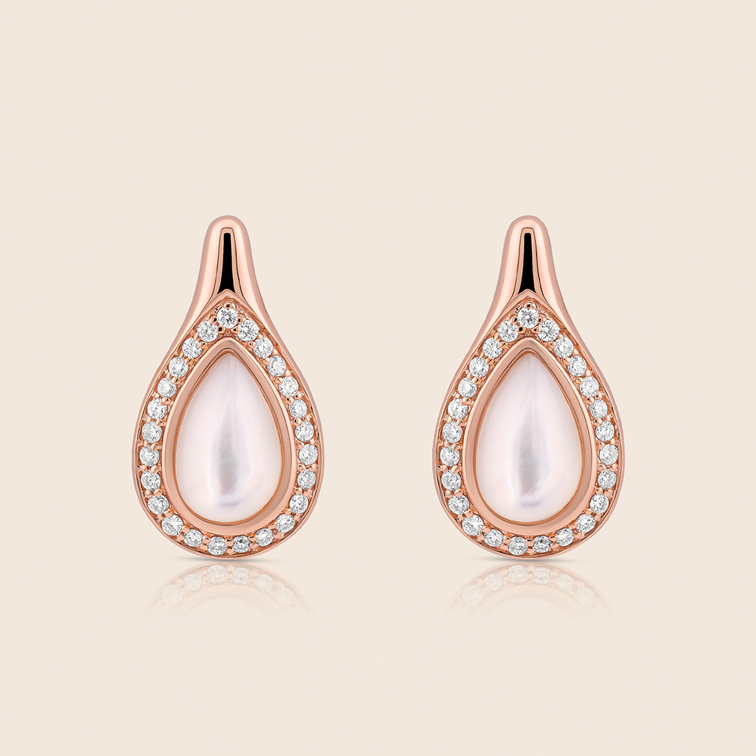64 nephele rose gold diamond earrings with mother of pearl drops - Image 1