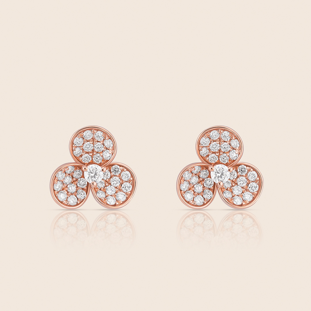 68 amara rose gold flower diamond earring - Image 1