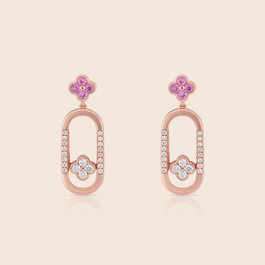 72 amara rose gold diamond earring flower amethyst - Image 1
