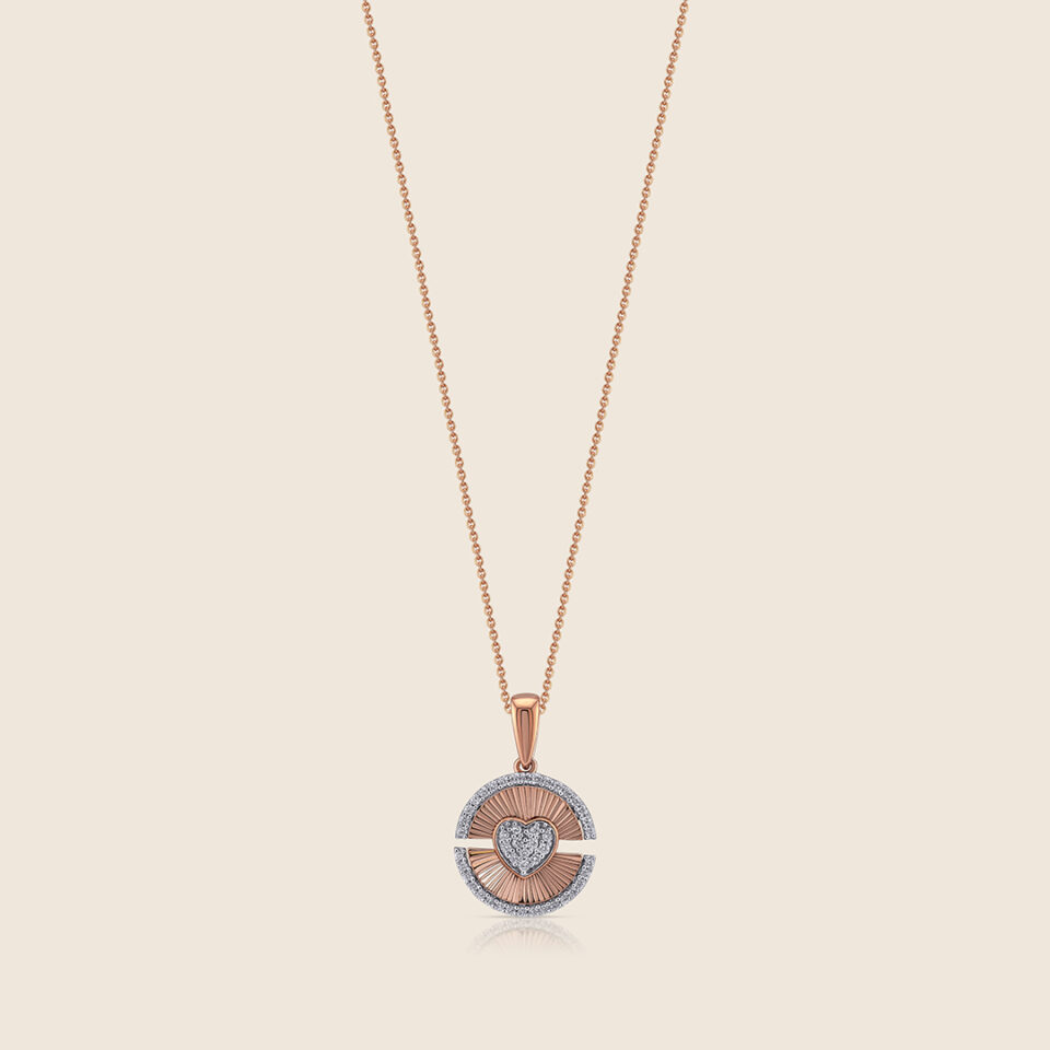 Esme rose gold diamond sunburst heart pendant