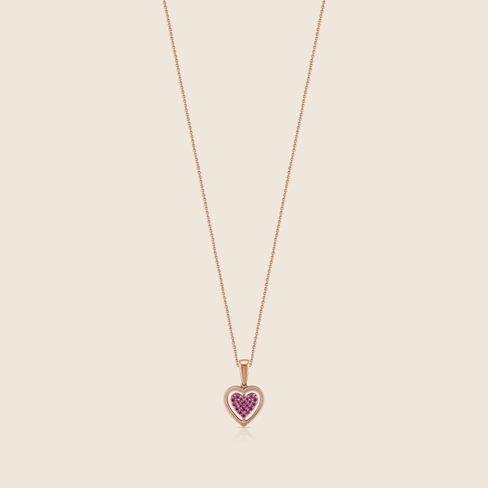 Esme rose gold diamond and ruby flippable heart pendant