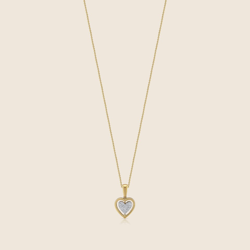 Esme yellow gold diamond and ruby flipable heart pendant