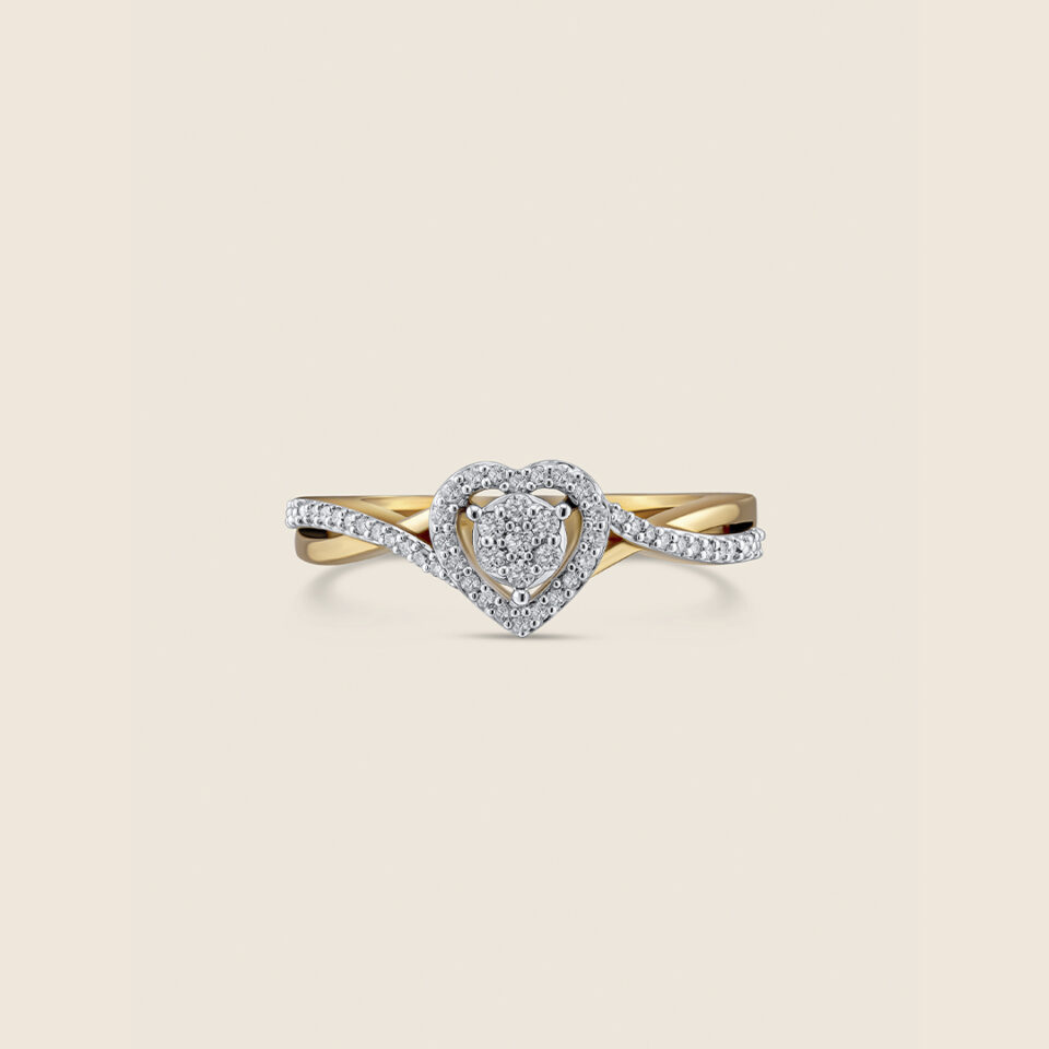 Esme yellow gold diamond twist halo ring