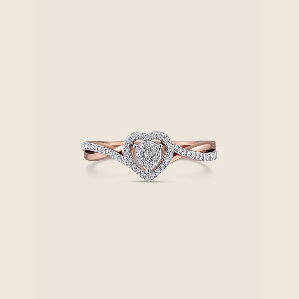 Esme rose gold diamond twist halo ring