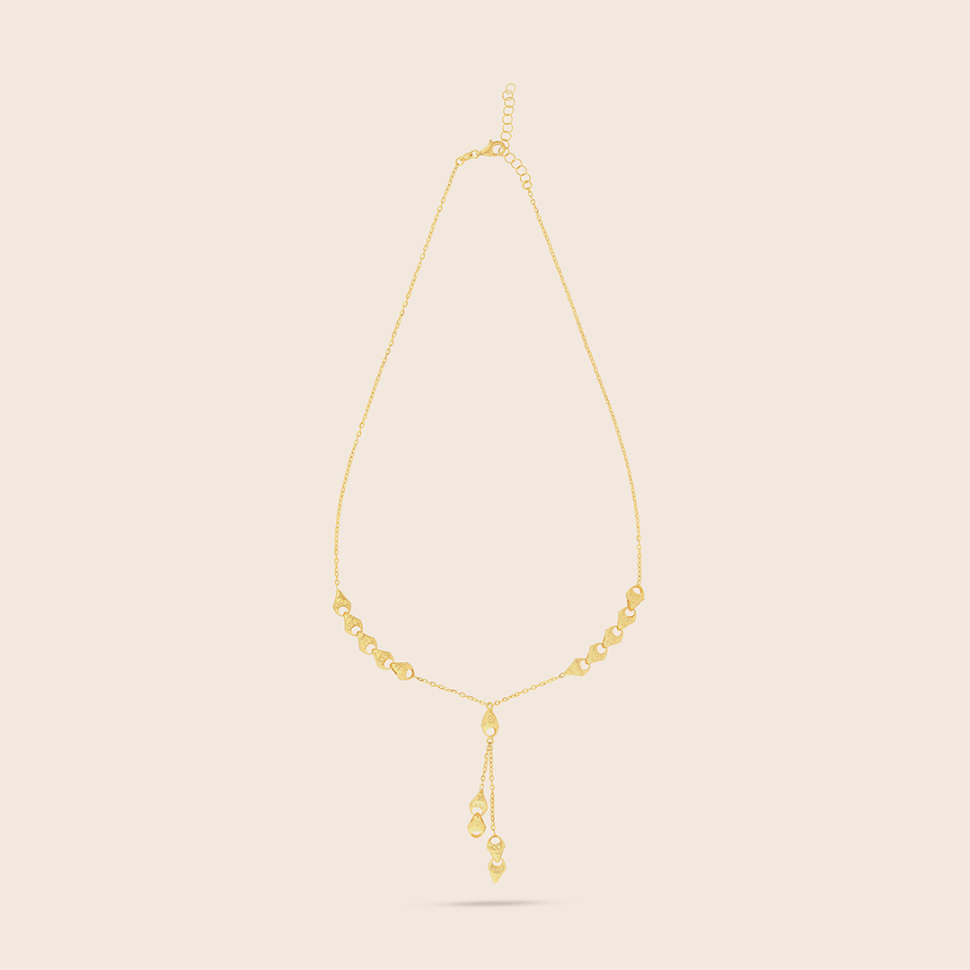 IGLAHHTM1M_1 Affinity yellow gold hollowlink two side motive necklace with dangle - Image 1
