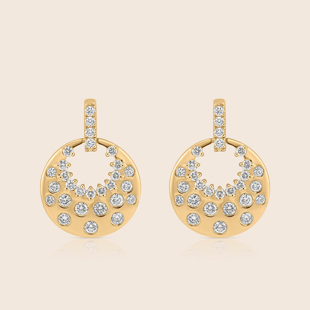 42 Stellar yellow gold diamond round earring - Image 1