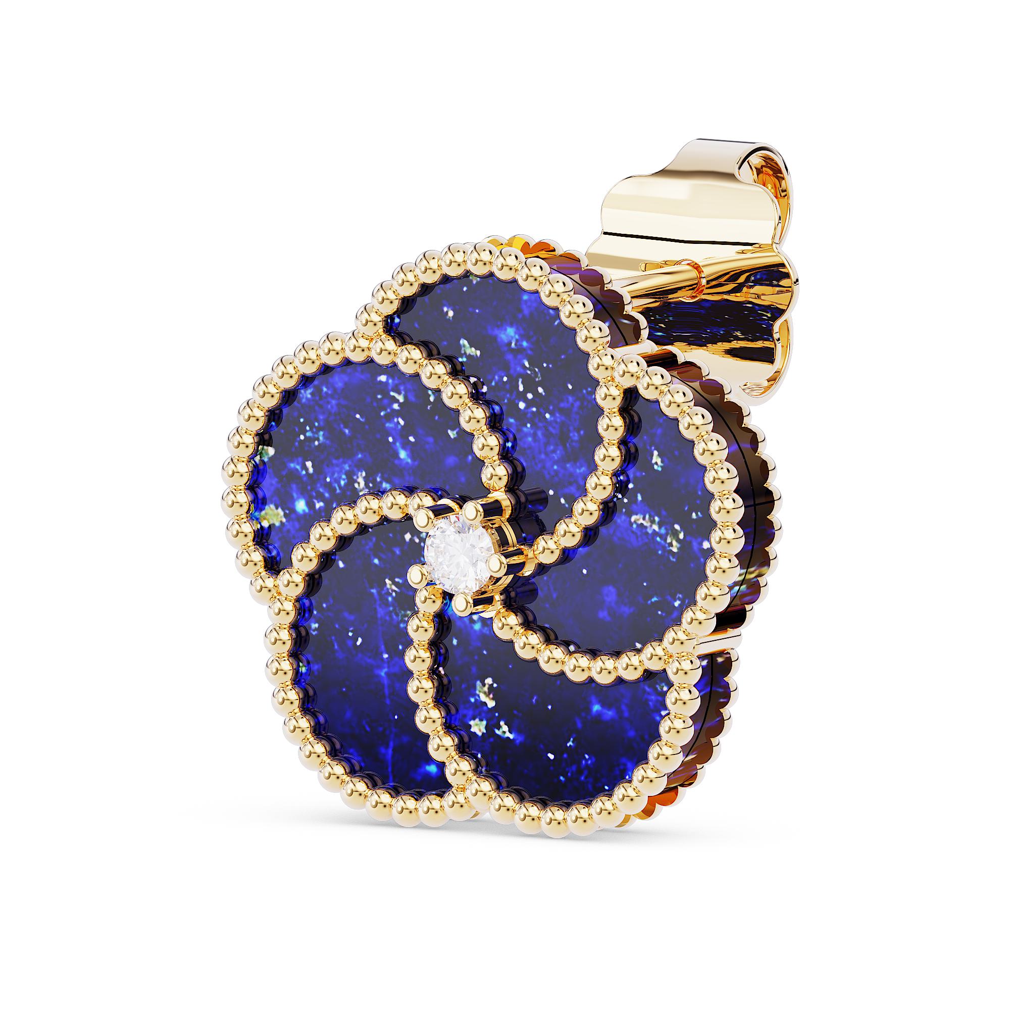 BLO0024EAFUPE03DAU750Y_1x Bloomy earrings with lapis and diamonds - Image 1