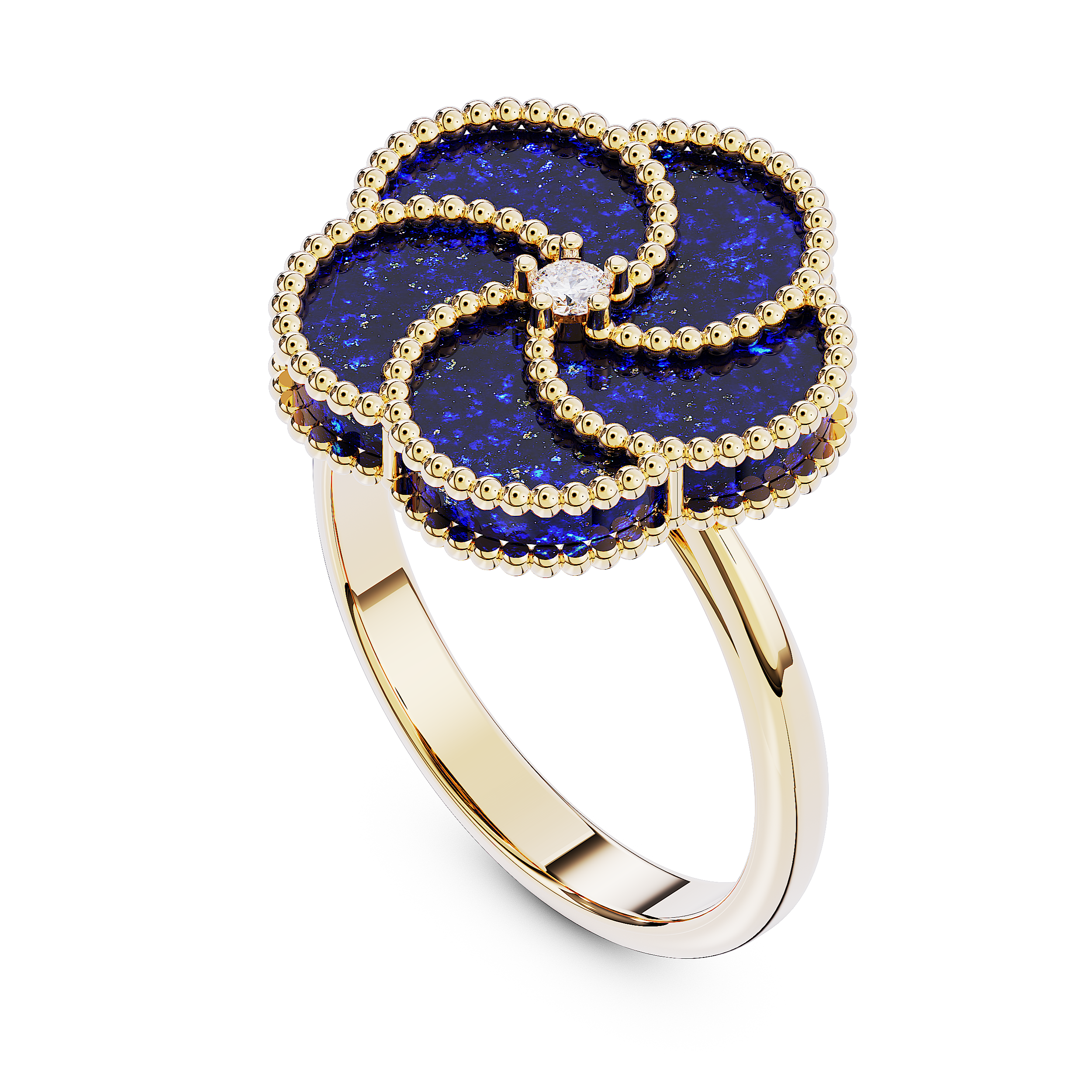 BLO0027RIFUPE03DAU750Y_1 Bloomy ring with lapis and diamond - Image 1