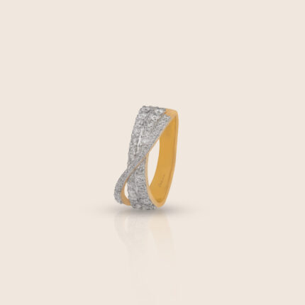 Esme yellow gold diamond stackable wave ring