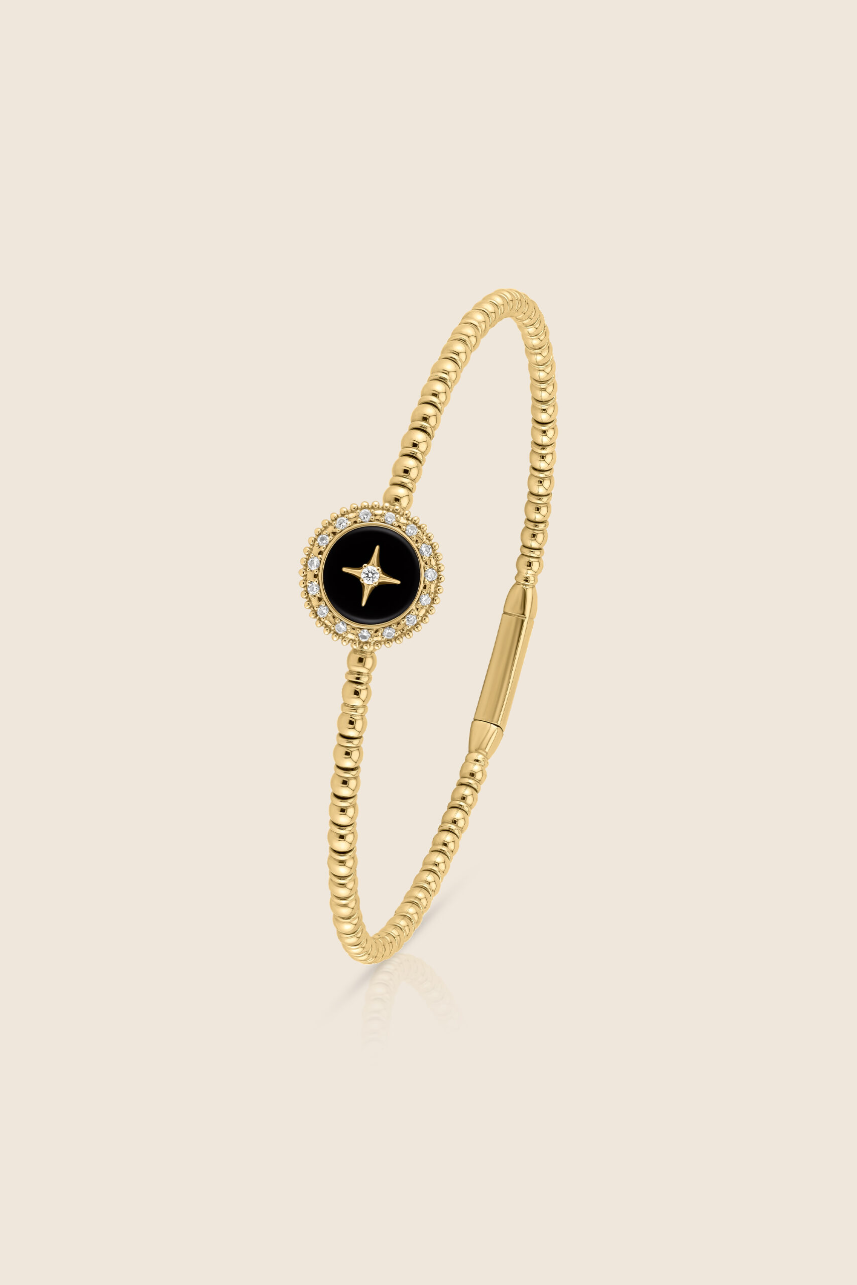 ADBG000166-image-128-Bangle-4B Flare yellow gold diamond bangle with black onyx - Image 1