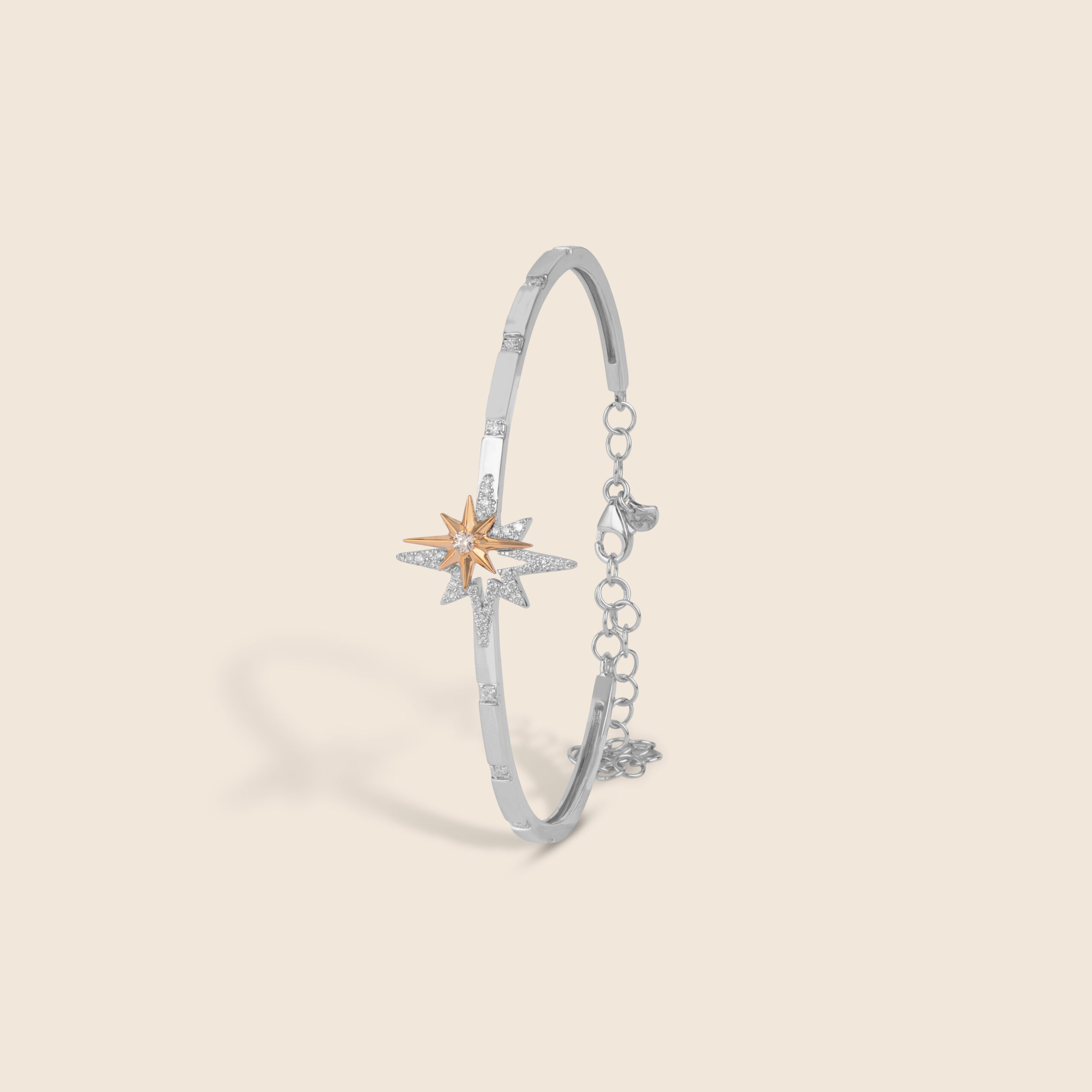 ADBG000303-image-13-23 Flare white and rose gold diamond bangle - Image 1