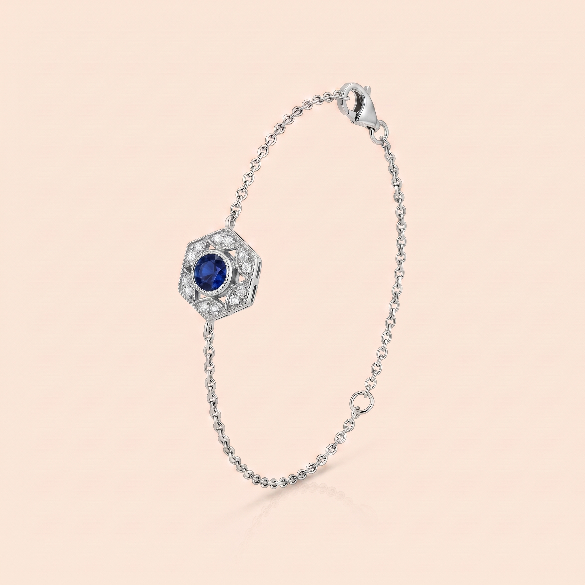 ADBR000015-image-755-Gemini_Generated_Image_iwhxn6iwhxn6iwhx Revival white gold diamond geometric bracelet with blue sapphire - Image 1