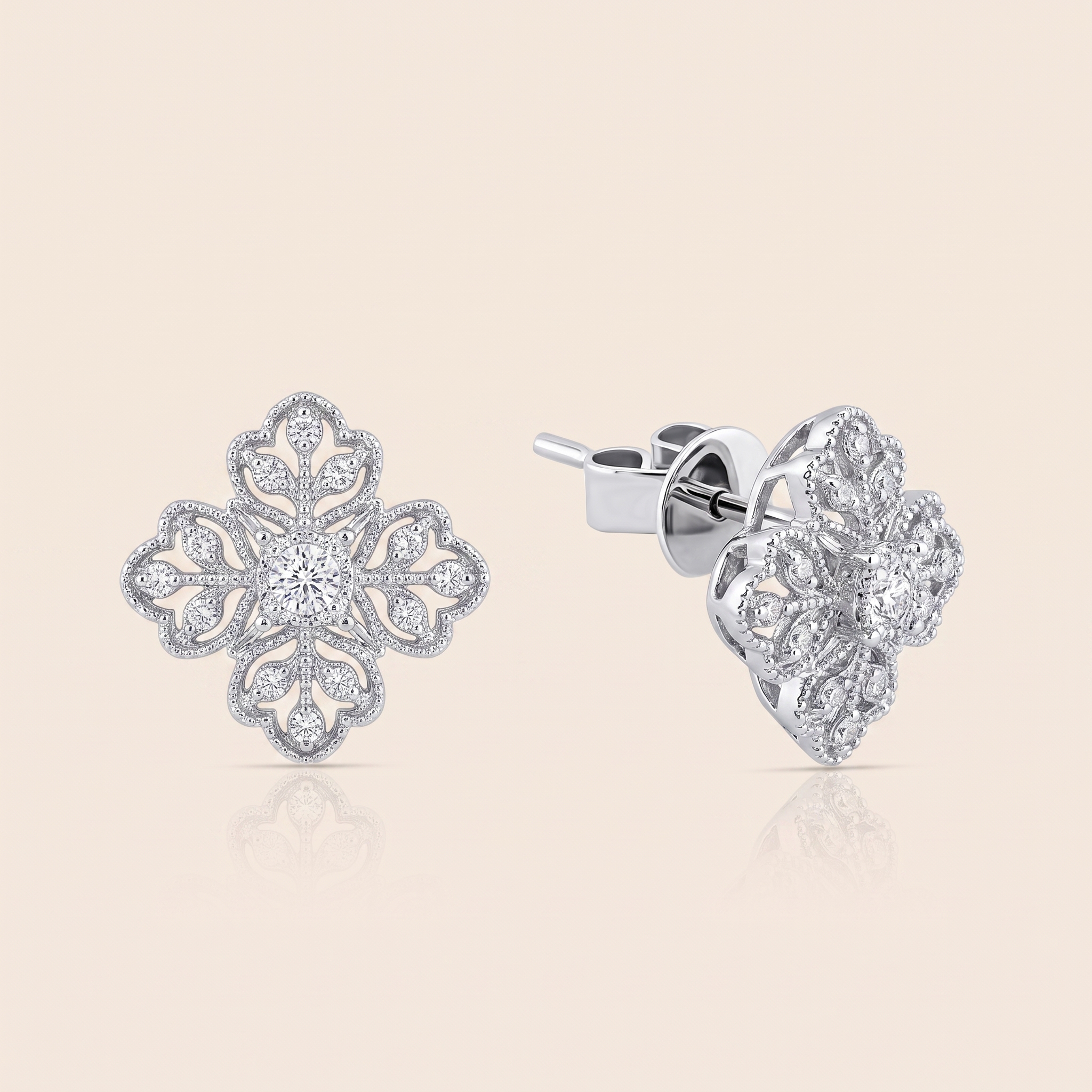 ADER000270-image-764-Gemini_Generated_Image_fm0nt8fm0nt8fm0n Revival white gold diamond flower motive earring - Image 1