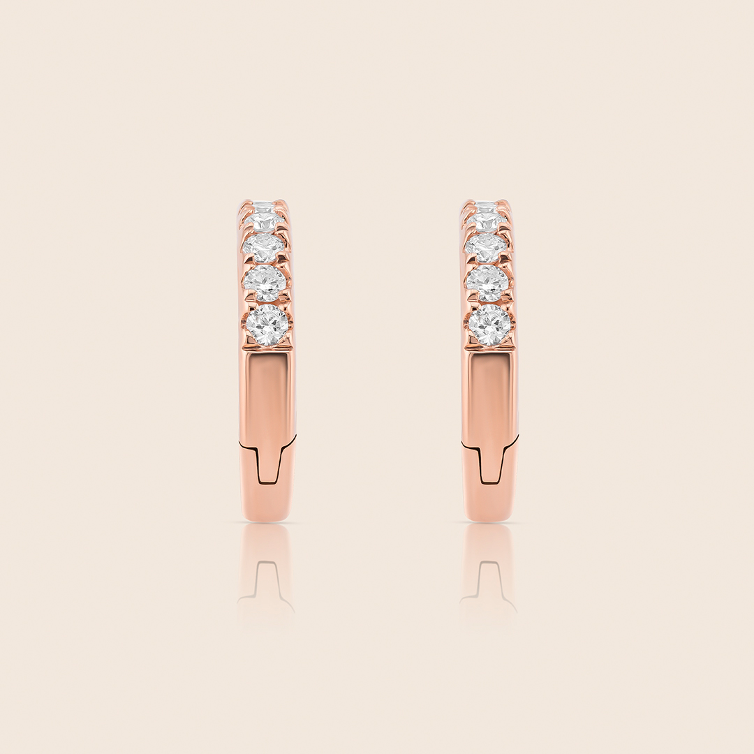 ADER000712-image-238-128 Classic rose gold diamond huggie earring - Image 1