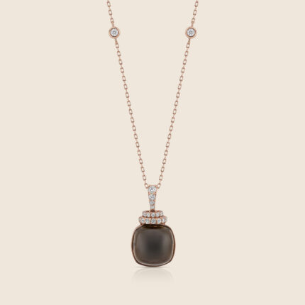Novelty rose gold diamond pendant with smoky quarts