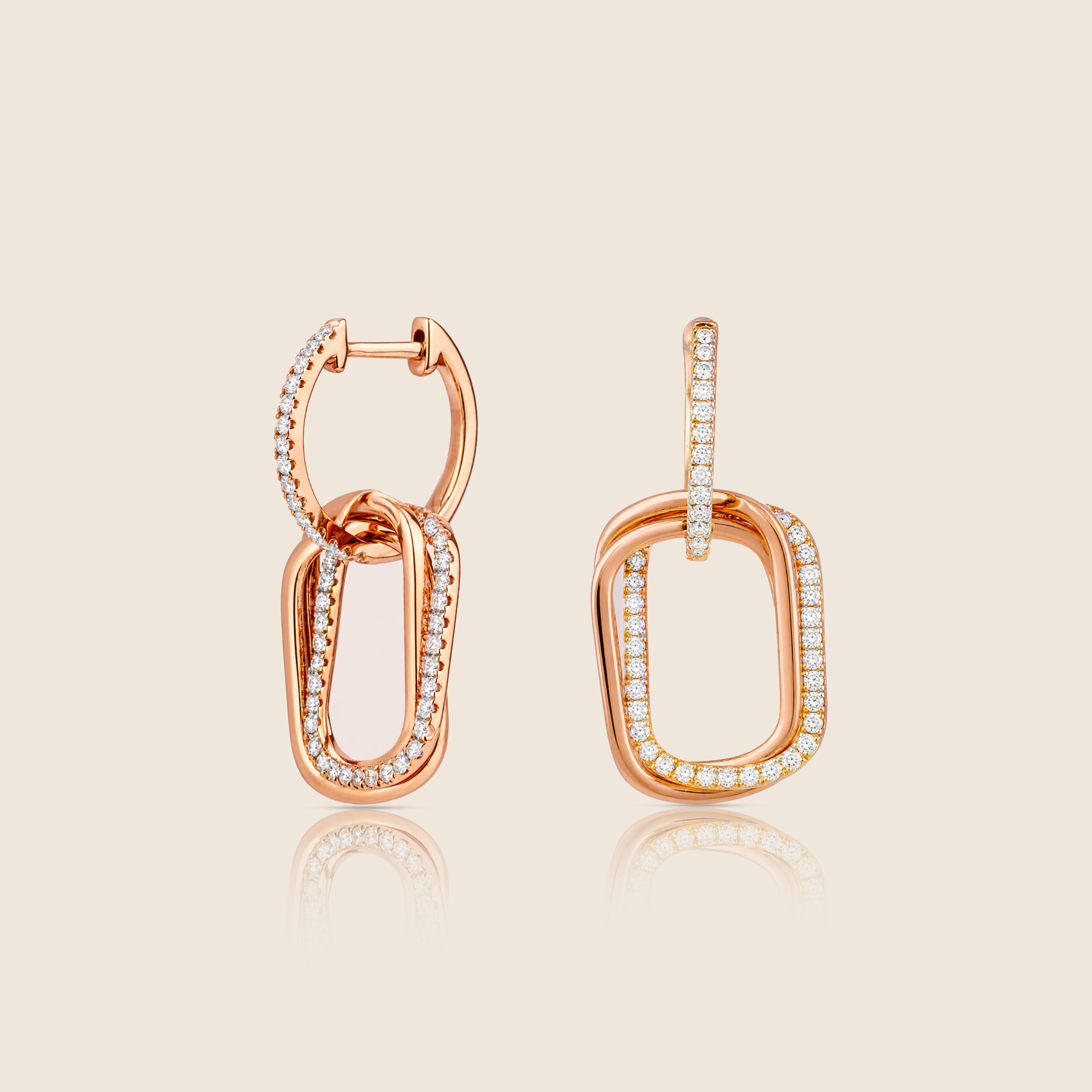 ADER001310-image-37-Product-2 Affinity rose gold diamond cushion-link earring - Image 1