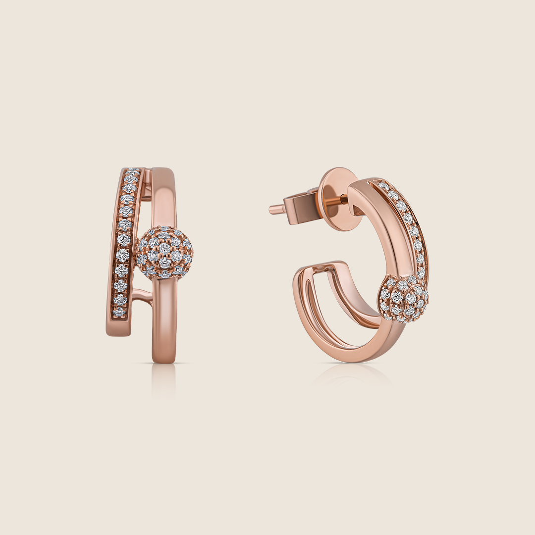 ADER001349 BBL-2 Bubbleiss rose gold diamond huggies earring - Image 1