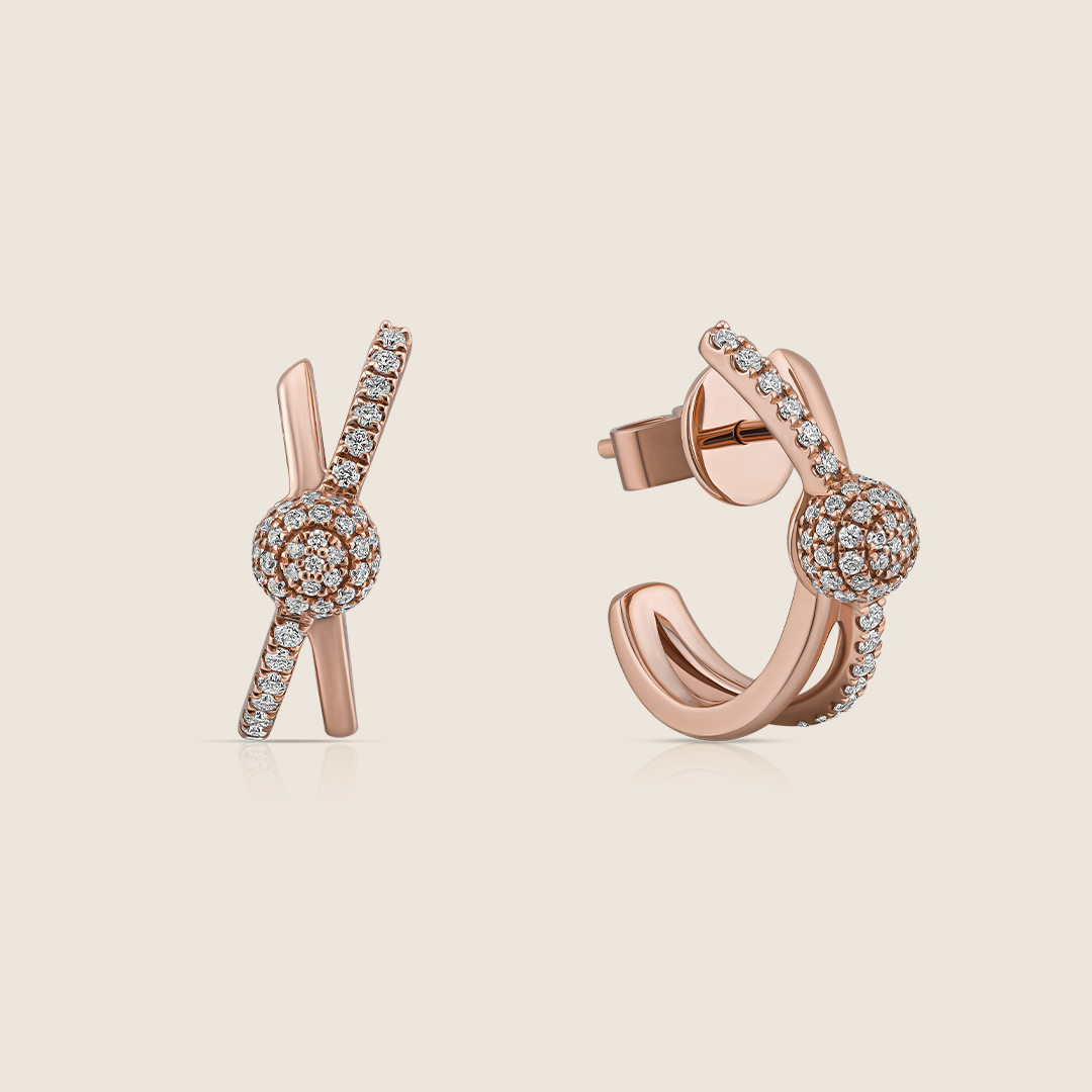 ADER001352-image-582-ADER001352-BUB-2 Bubbleiss rose gold diamond bubble cross earring - Image 1