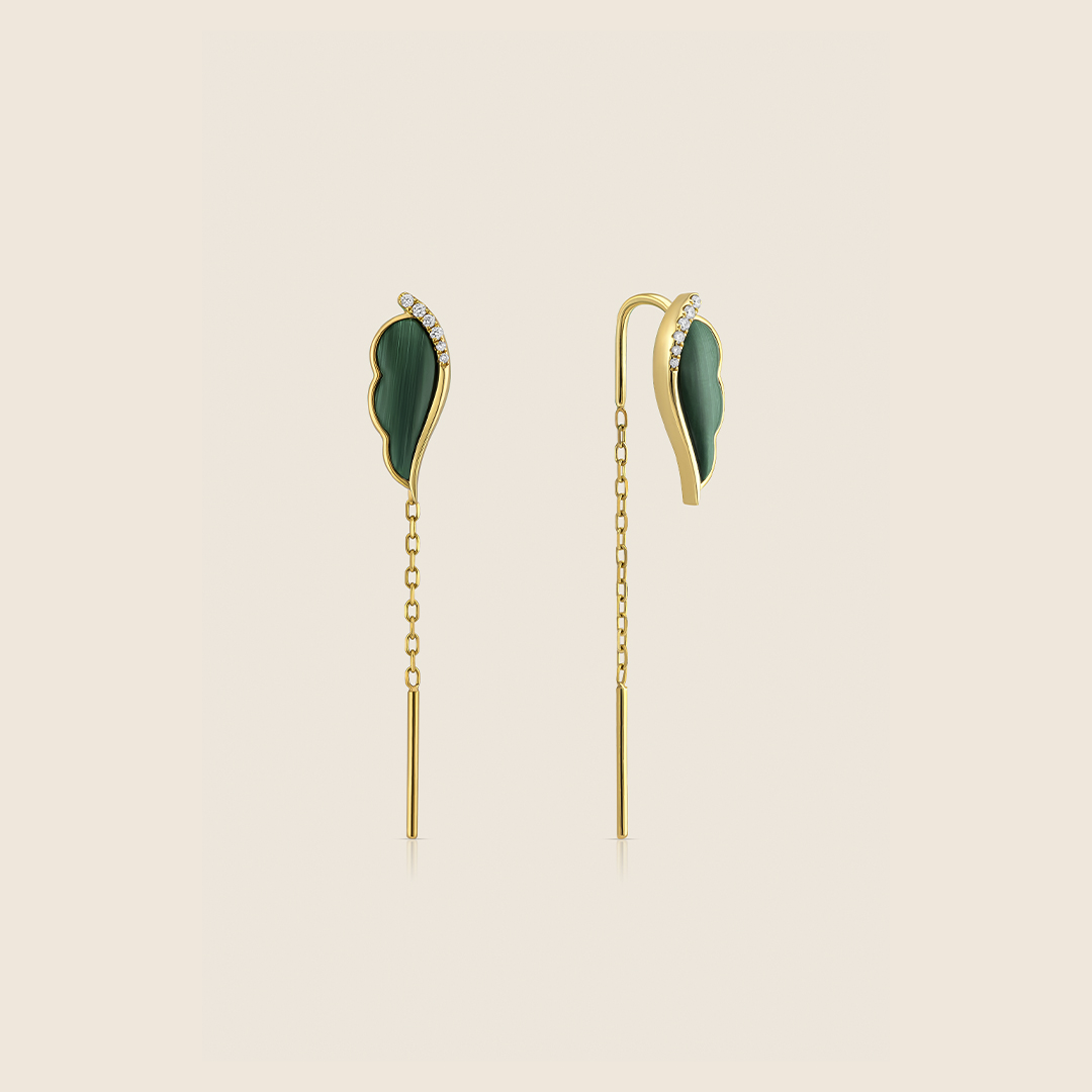ADER001360-image-390-ADER001360-VOL-2 Volare yellow gold diamond earring with malachite - Image 1