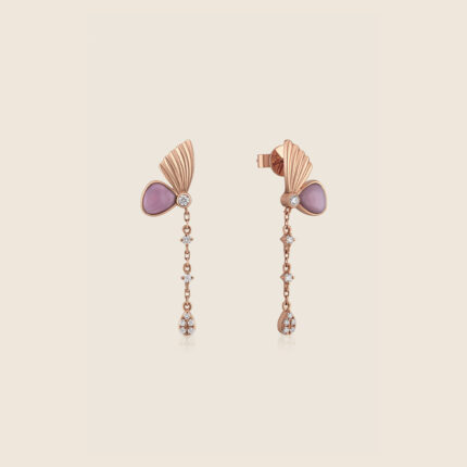 Volare 18k Rose Gold half  Butterfly  Diamond Earrings with MOP