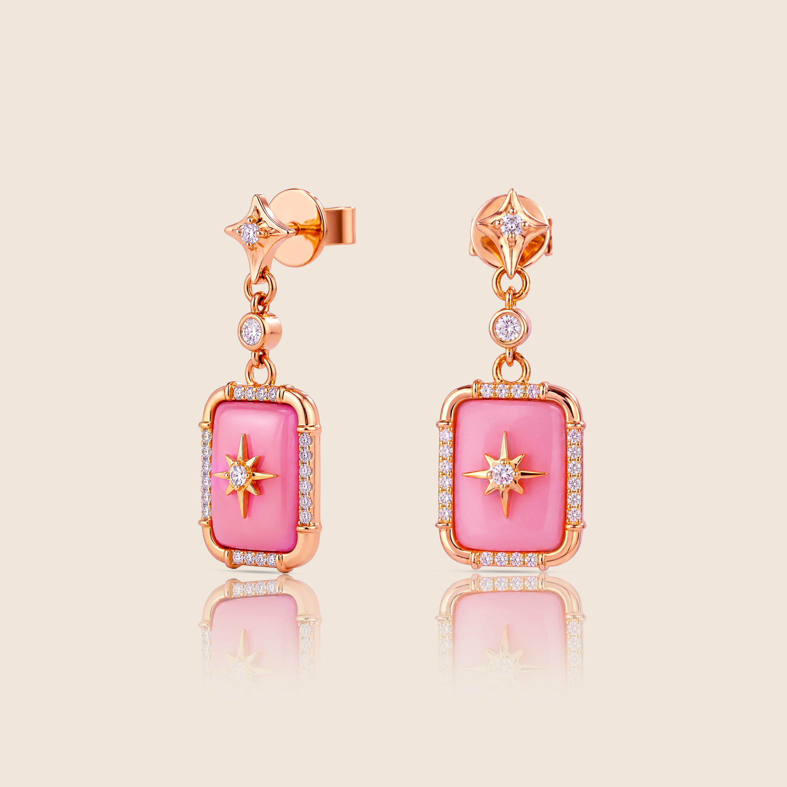 ADER001630-image-25-Product-9 Flare rose gold diamond emerald shape earring with MOP - Image 1