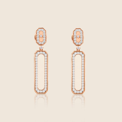 Flare rose gold diamond round earring with malachite