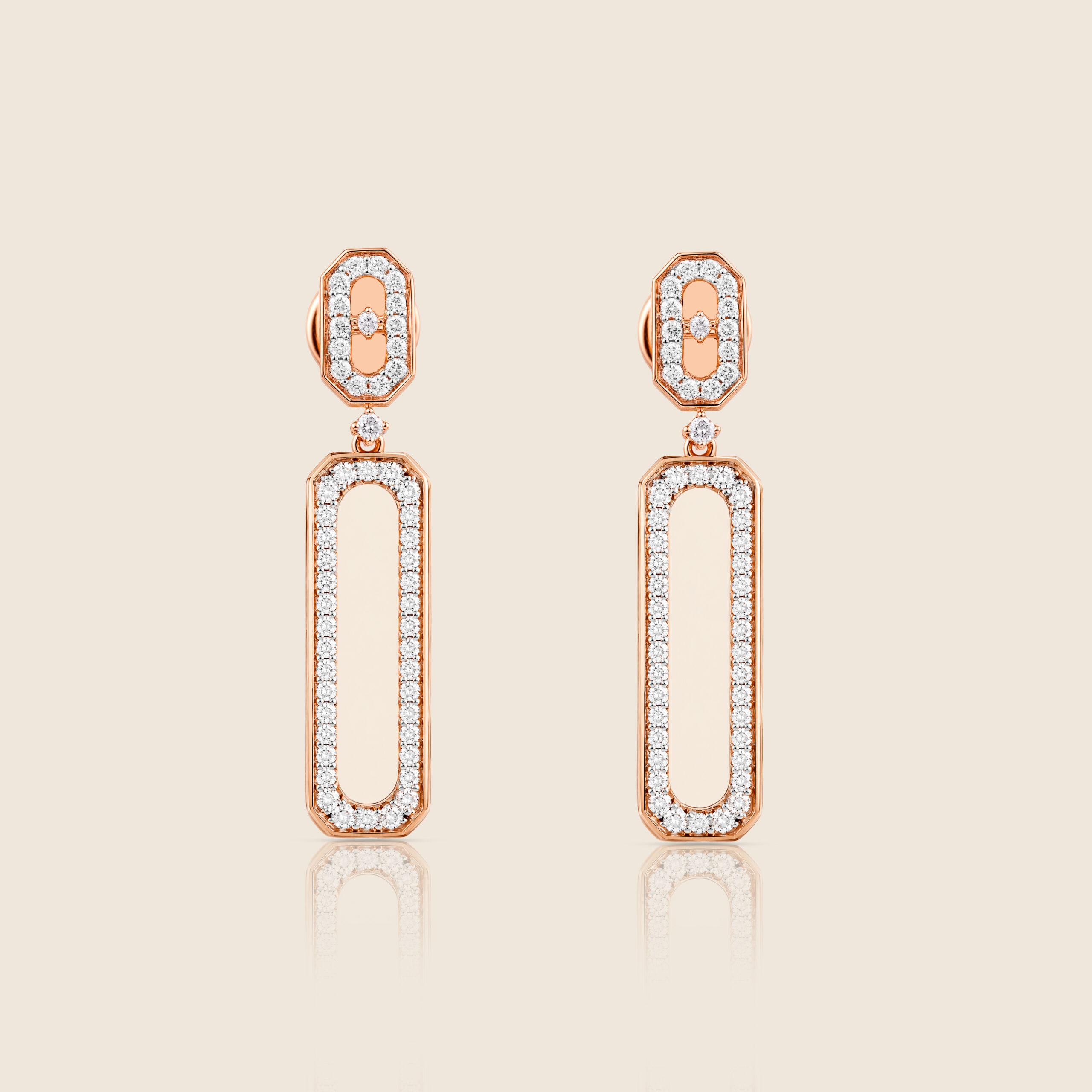 ADER001652-image-1-6 Flare rose gold diamond round earring with malachite - Image 1
