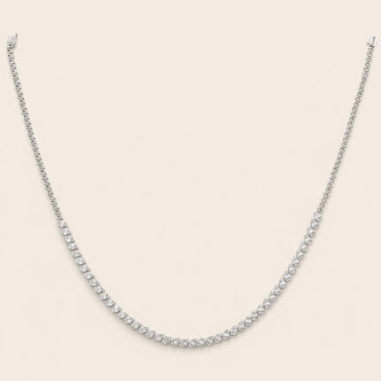 Classic white gold diamond tennis necklace