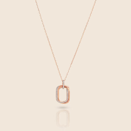 Affinity rose gold diamond cushion-link pendant