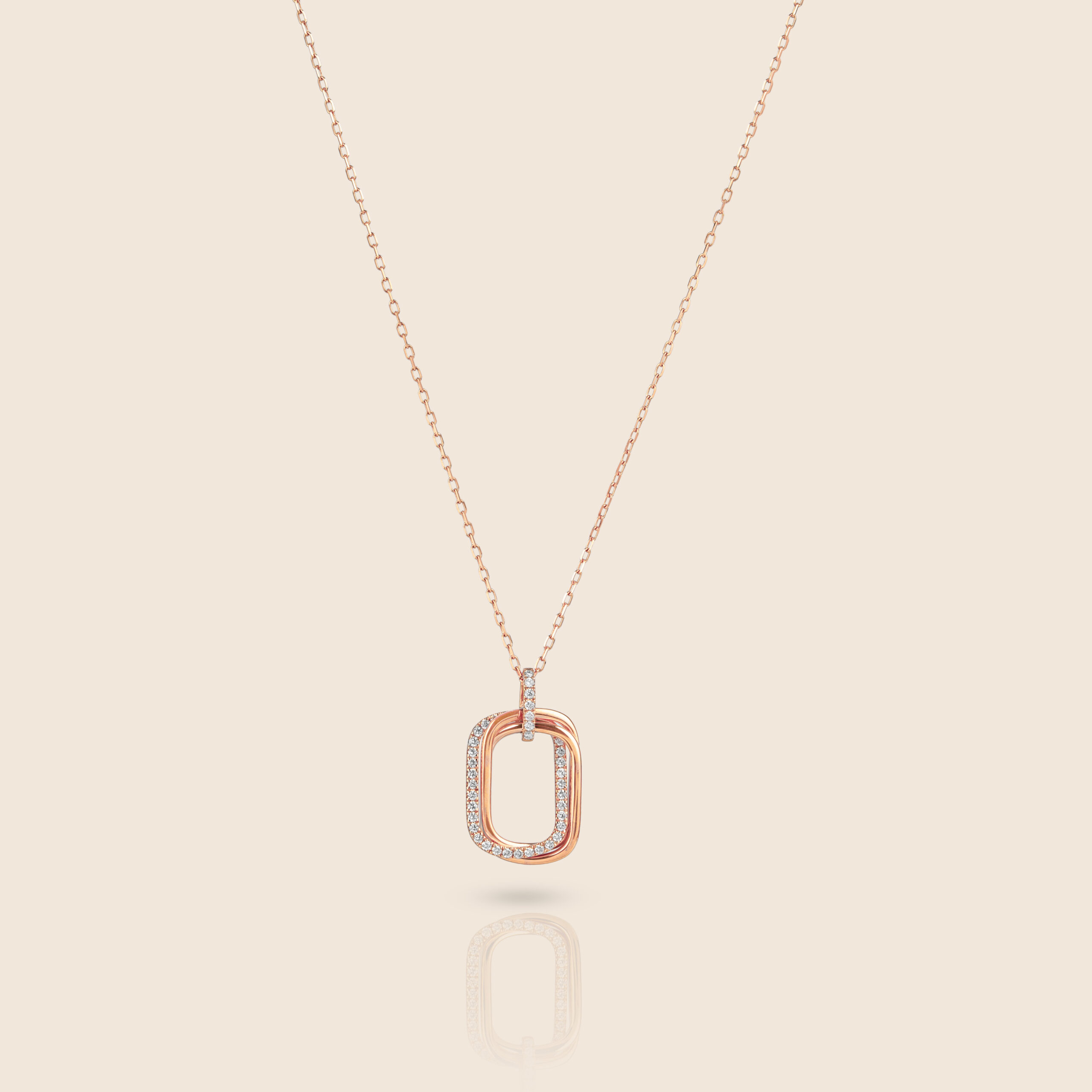 ADPC000331-image-12-22 Affinity rose gold diamond cushion-link pendant - Image 1