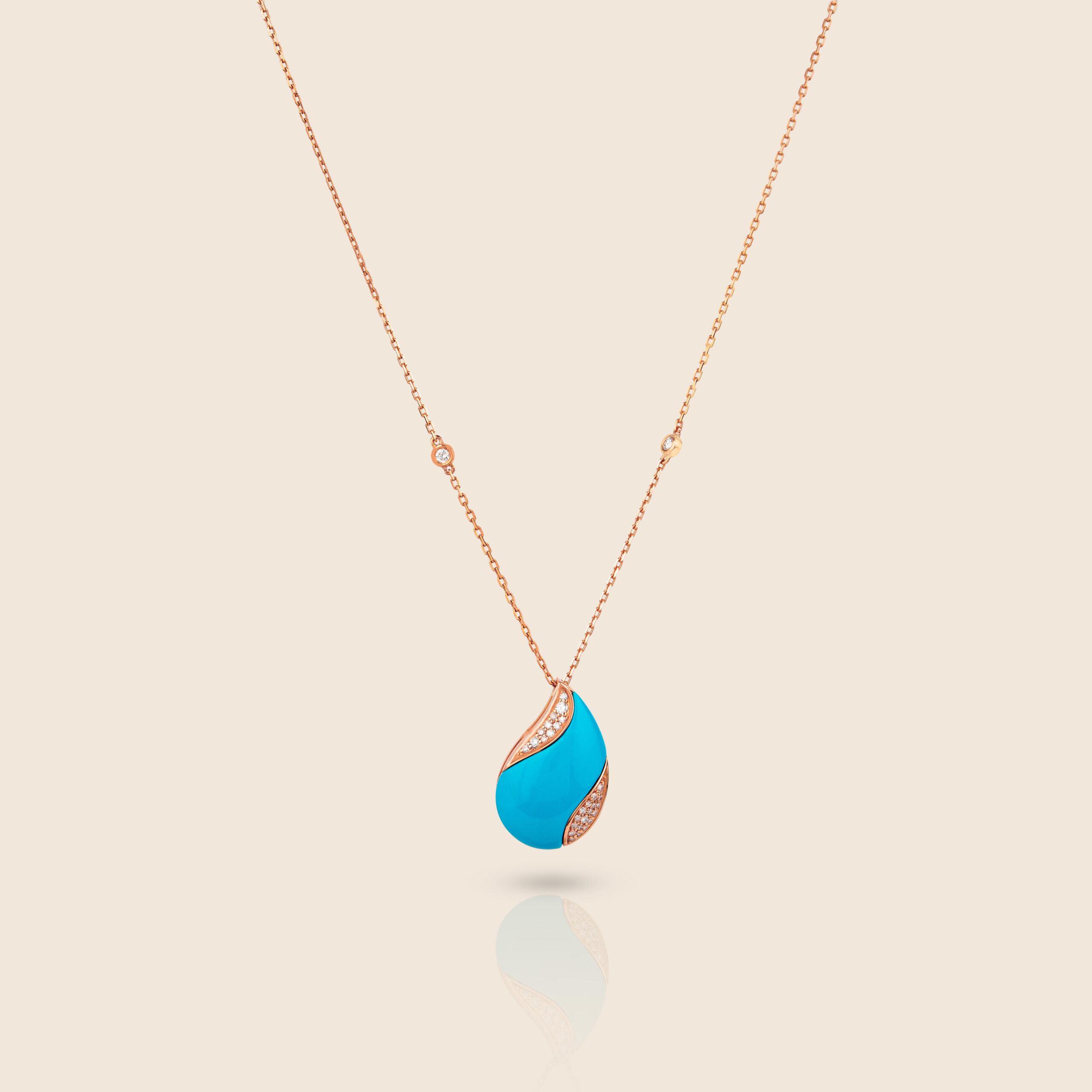 ADPC000375-image-10-18 Nephele rose gold diamond pendant with turquoise - Image 1
