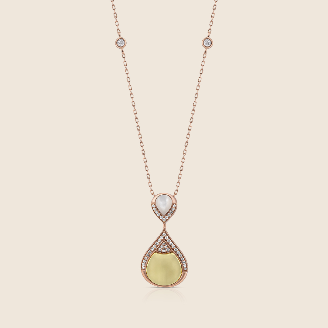 ADPC000392-image-490-ADPC000392-NPH-2 Nephele rose gold diamond lemon quarts pendant with MOP - Image 1