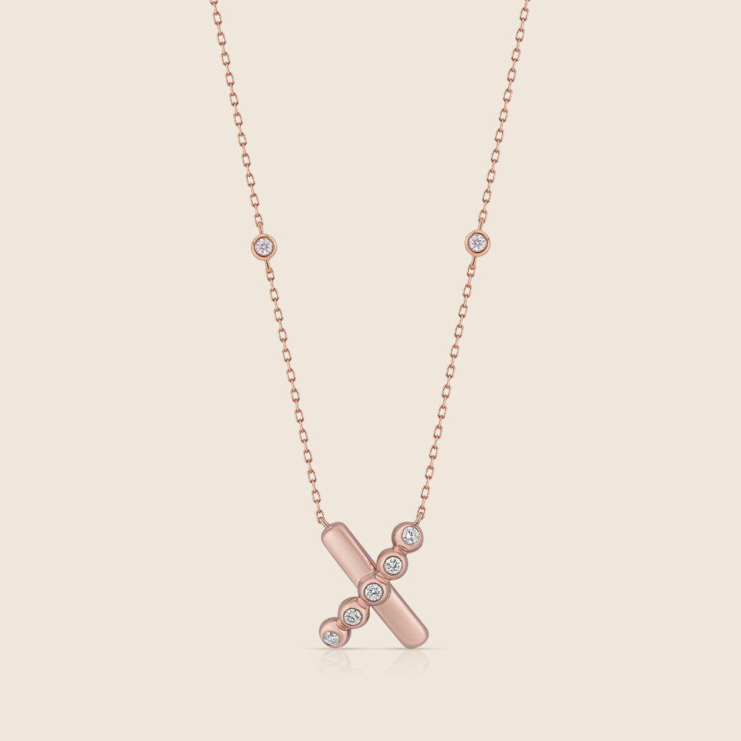 ADPC000401 BUB-2 Bubbleiss rose gold diamond X necklace - Image 1