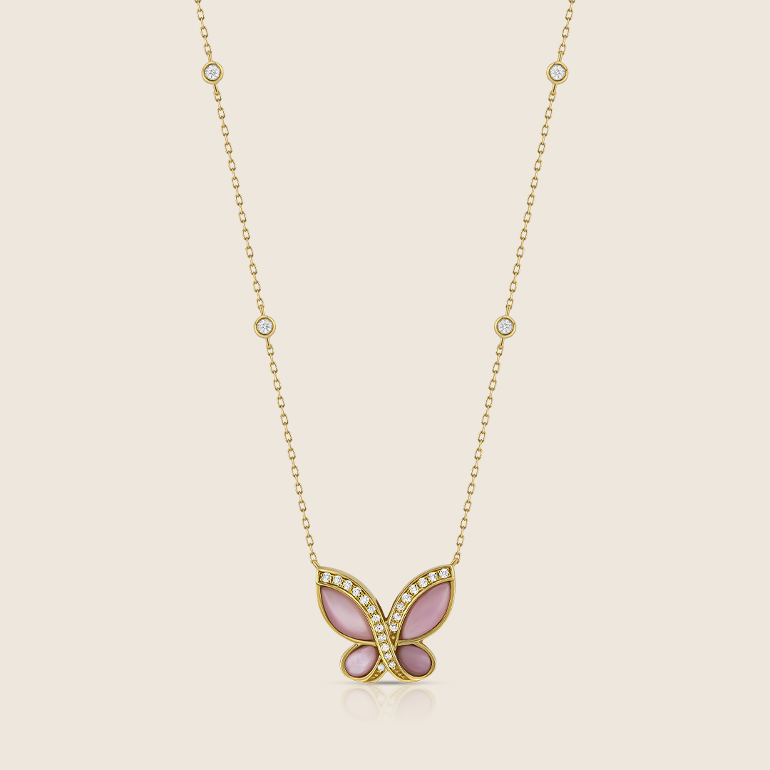ADPC000429-image-282-ADPC000429-VOL-2 Volare 18k yellow Gold Petite Butterfly Diamond Pendant with MOP - Image 1