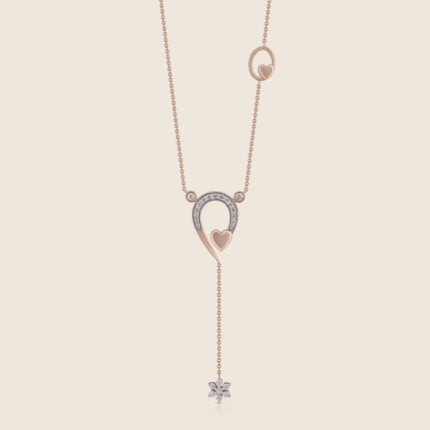 Esme rose gold diamond pendant with dangle