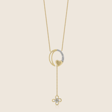 Esme yellow gold diamond pendant with clove dangle