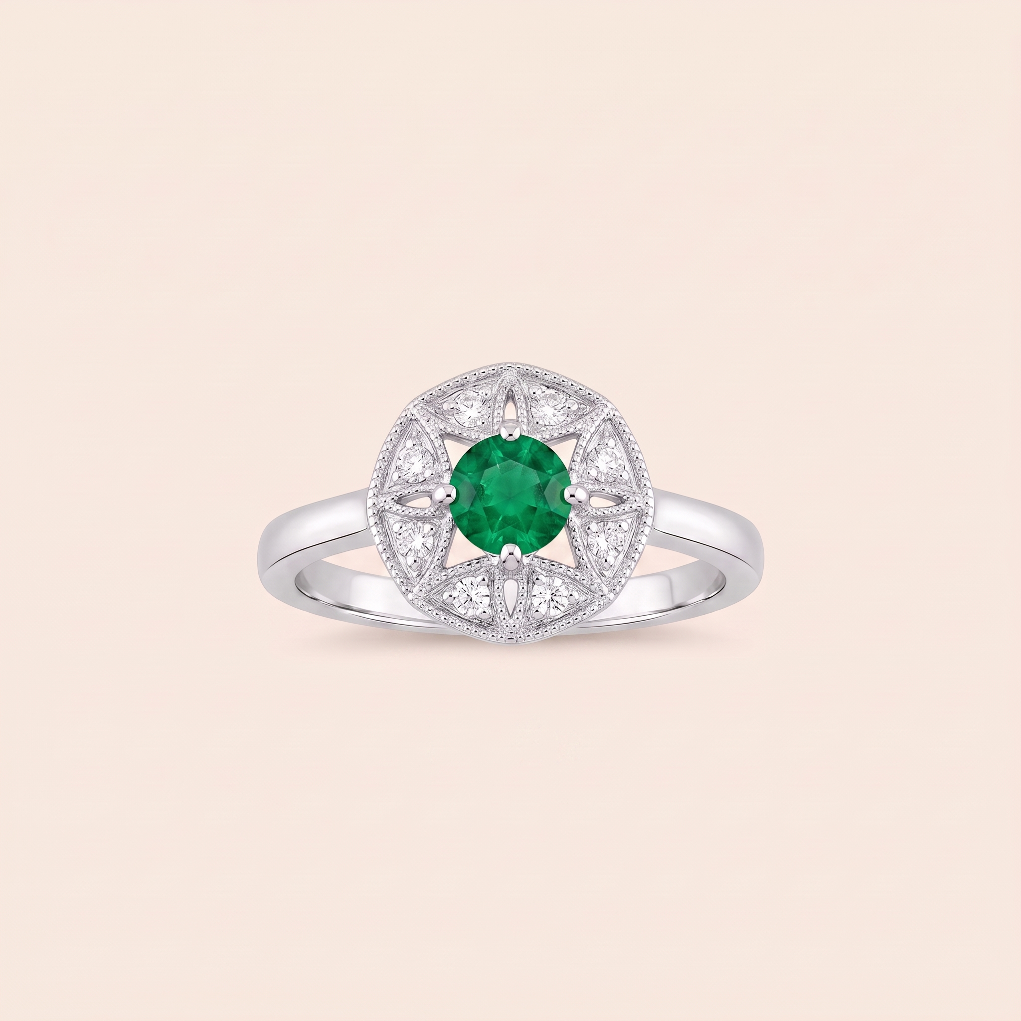ADRG000023-image-770-Gemini_Generated_Image_kbbppckbbppckbbp Revival white gold diamond ring with emerald - Image 1