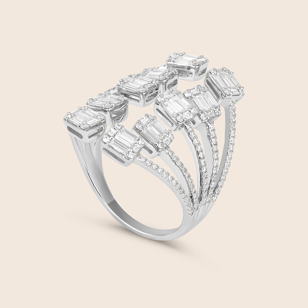 ADRG000571-image-169-IG17J6103825_2 Emro white gold 5-row open cuff diamond ring - Image 1